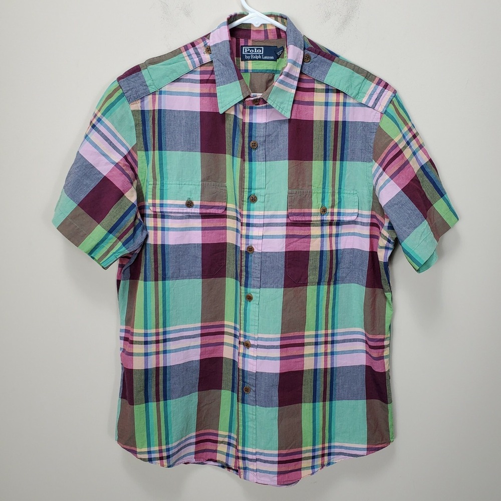 Polo by Ralph Lauren shoulder tab short sleeve button up Large Multicolor Mens